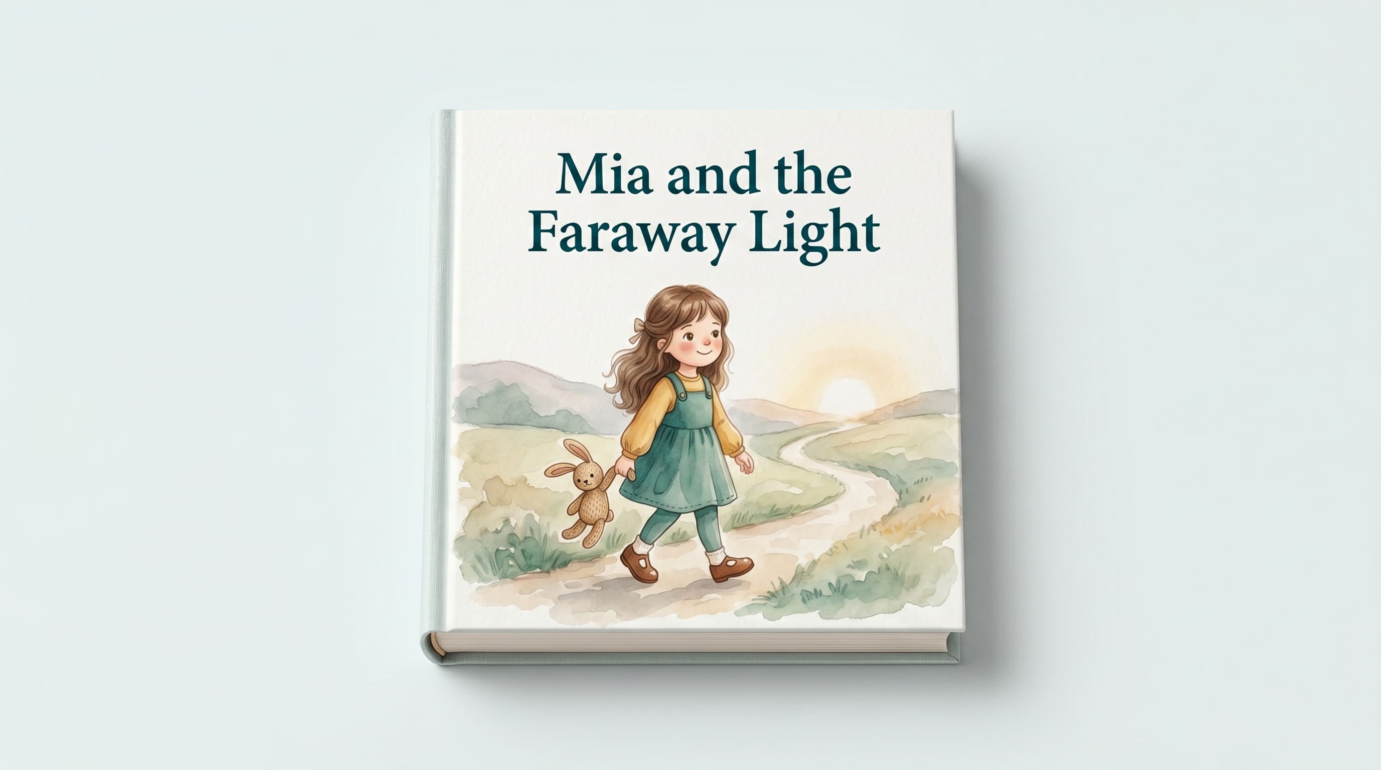A finished hardcover storybook with the hero on the cover