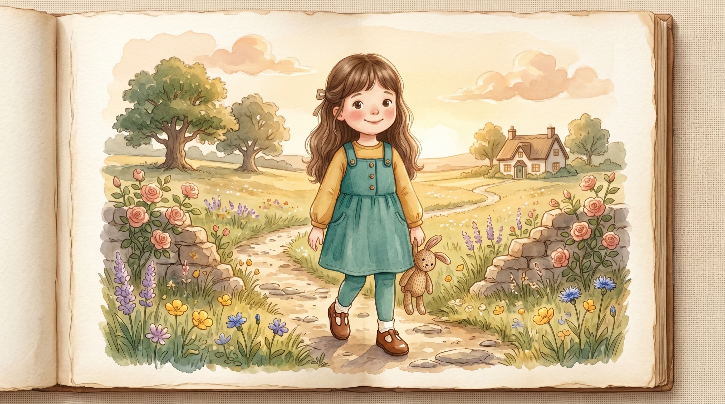 The hero on a storybook page, mid-adventure